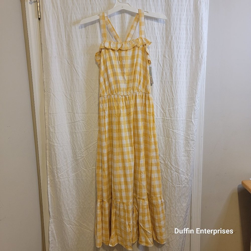 Brand New Cat & Jack Girls Yellow Check Sundress XXL(18) NEW WITH TAGS